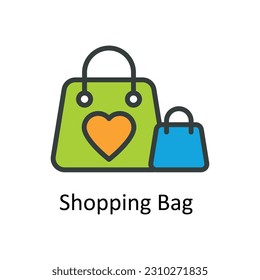 Shopping Bag  Vector Fill outline Icon Design illustration. User interface Symbol on White background EPS 10 File