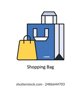 Bolso de compras Vector Esbozo relleno Ilustración de diseño. Símbolo sobre fondo blanco EPS 10 Archivo 