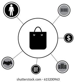 shopping bag - vector icon
