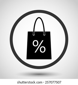 Shopping bag vector icon - black illustration