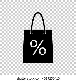 shopping bag vector icon - black illustration