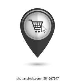 shopping bag - vector icon;  black map pointer