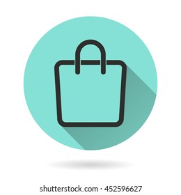 Shopping bag vector icon. Black Illustration isolated on green background for graphic and web design.