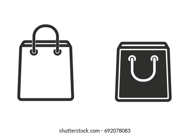 Shopping bag vector icon. Black illustration isolated on white background for graphic and web design.