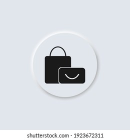Shopping bag vector icon in button in neumorphism design style