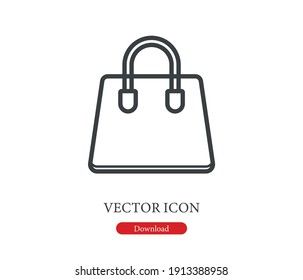 Shopping bag vector icon.  Editable stroke. Symbol in Line Art Style for Design, Presentation, Website or Apps Elements. Pixel vector graphics - Vector