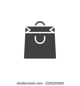 Icono vectorial de la bolsa de compras. signo plano relleno para concepto móvil y diseño web. Bolsa de papel con mangos de icono de glifo. Símbolo, ilustración del logotipo. Gráficos vectoriales