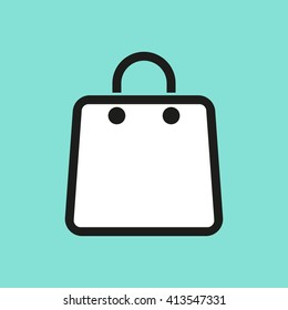Shopping bag    vector icon.  Illustration isolated on green  background for graphic and web design.