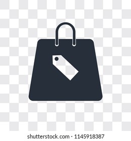 Shopping bag vector icon isolated on transparent background, Shopping bag logo concept