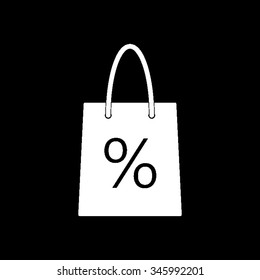 shopping bag vector icon isolated on black