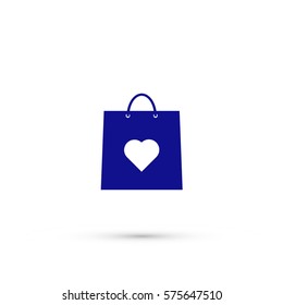 shopping bag - vector icon. love. heart