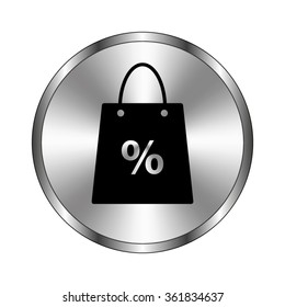 Shopping bag - vector icon;  metal button