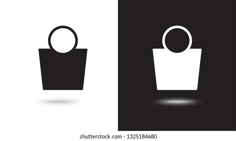 shopping bag - Vector icon on black and white background