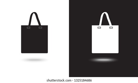 shopping bag - Vector icon on black and white background