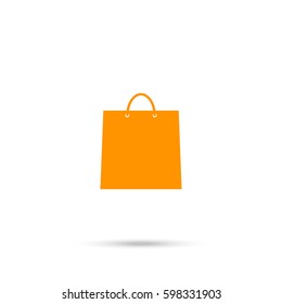 shopping bag vector icon. Orange icon