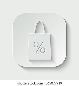 shopping bag vector icon - paper illustration