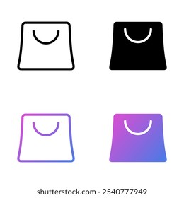 Shopping bag vector icon set, flat design lady bag symbol.