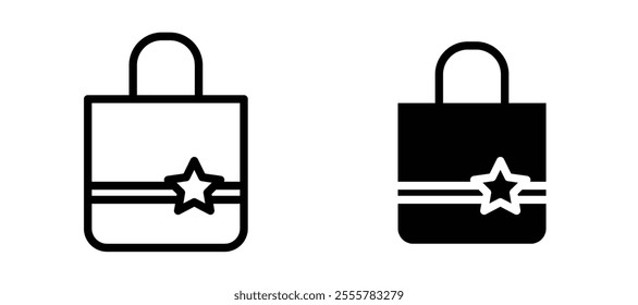 Shopping bag vector icon set in black color.