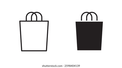 Shopping bag vector icon set in black color.