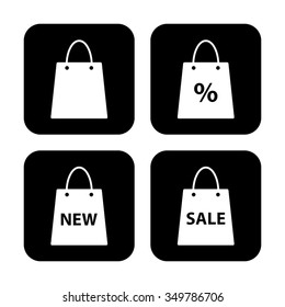 Shopping bag - vector icon, set