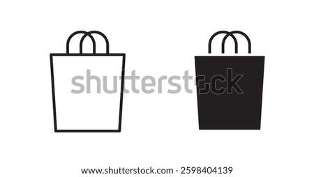 Shopping bag vector icon set in black color.