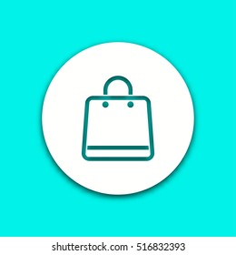 Shopping bag vector icon with shadow. Round button for website and mobile app illustration. Background easily be changed to any color.