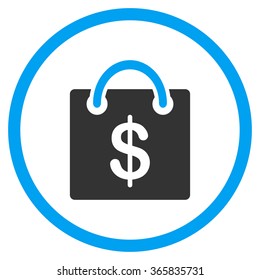 Shopping Bag vector icon. Style is bicolor flat symbol, blue and gray colors, rounded angles, white background.