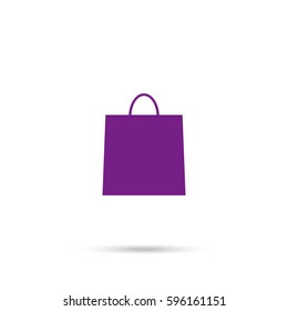 shopping bag - vector icon. Violet icon and gray shadow 