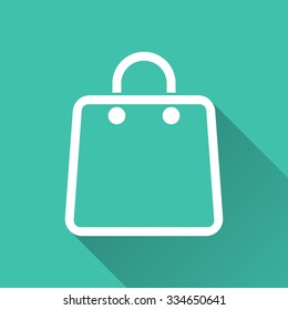 Shopping bag  - vector icon in white on a green background.