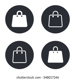 Shopping bag  - vector icon in white  on a black background.