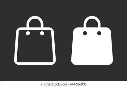 Shopping bag vector icon. White illustration isolated on black background for graphic and web design.