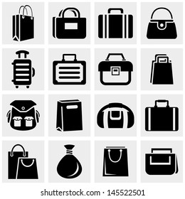 Shopping bag vector icons set on gray.