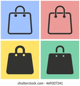 Shopping bag vector icons set. Illustration isolated for graphic and web design.