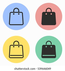 Shopping bag vector icons set. Illustration isolated for graphic and web design.