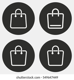 Shopping bag vector icons set. White illustration isolated for graphic and web design.