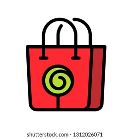 Shopping bag vector illustration, filled style icon editable outline