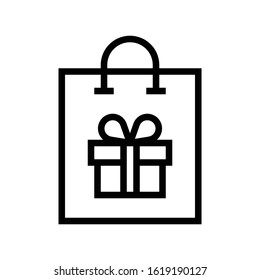 Shopping bag vector illustration, line design icon