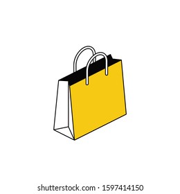 Shopping bag. Vector line, 3d stroke isometric, color web icon, new flat style. Creative illustration design, abstract idea for infographics.