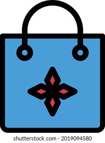 shopping bag vector line colour icon