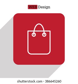 shopping bag - vector line icon