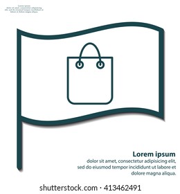 shopping bag - vector line icon