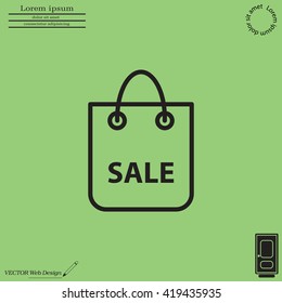 shopping bag - vector line icon