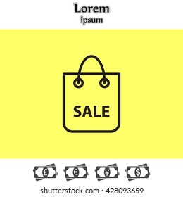 shopping bag - vector line icon