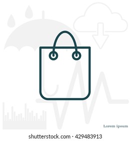 shopping bag - vector line icon