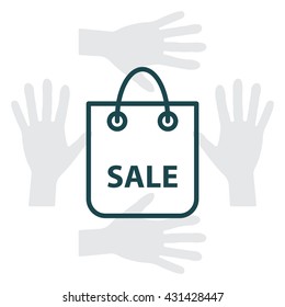 shopping bag - vector line icon