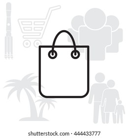 shopping bag - vector line icon
