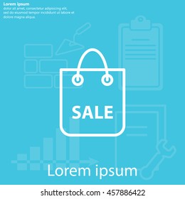 shopping bag - vector line icon