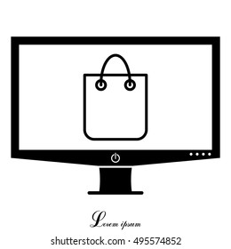shopping bag - vector line icon