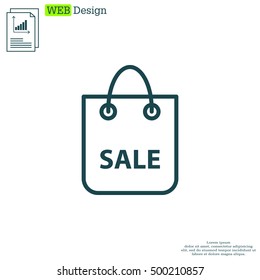 shopping bag - vector line icon