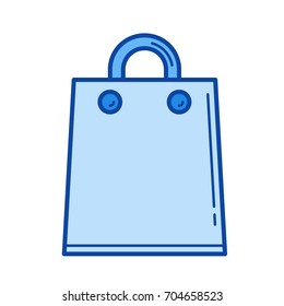 Shopping bag vector line icon isolated on white background. Shopping bag line icon for infographic, website or app. Blue icon designed on a grid system.